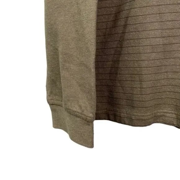 VAN HEUSEN MEN'S GREEN STRIPED 1/4 ZIP PULL-OVER SWEATSHIRT LARGE-EUC - Picture 4 of 5